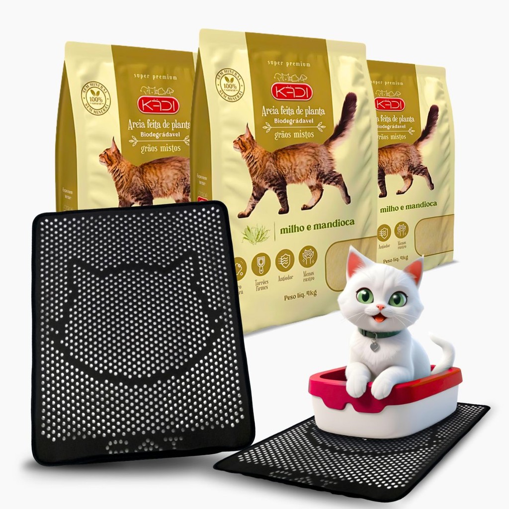 Kit Areia Biodegradável Kadi Grãos Mistos - 4Kg + Coletor de areia Mypetone em Oferta na Shopee