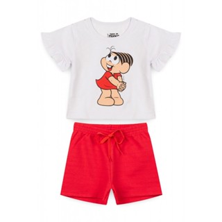 Conjunto Feminino Infantil Verão Mônica Babados Branco em Oferta na Shopee