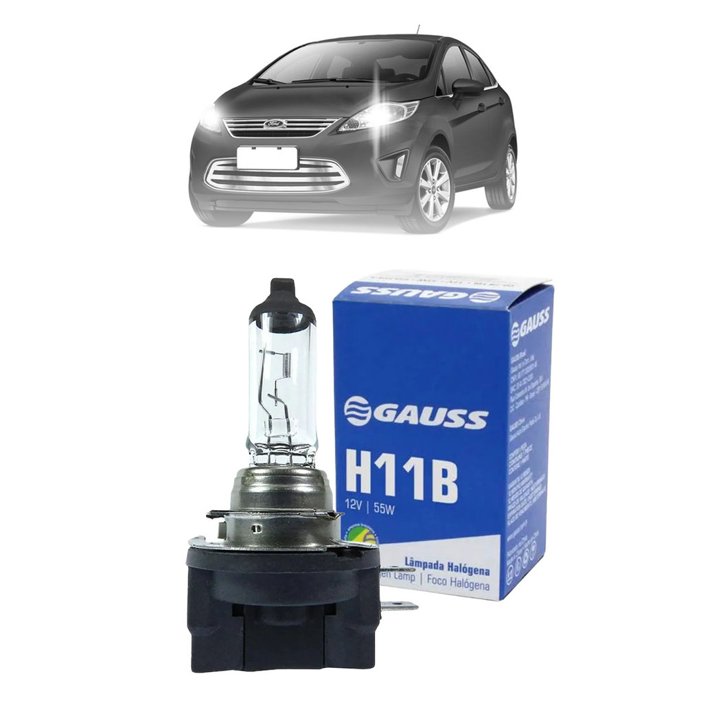 Lâmpada Automotiva H11B Farol Baixo Ford New Fiesta 2011 A 2013 12V 55W Branca Alta Luminosidade em Oferta na Shopee
