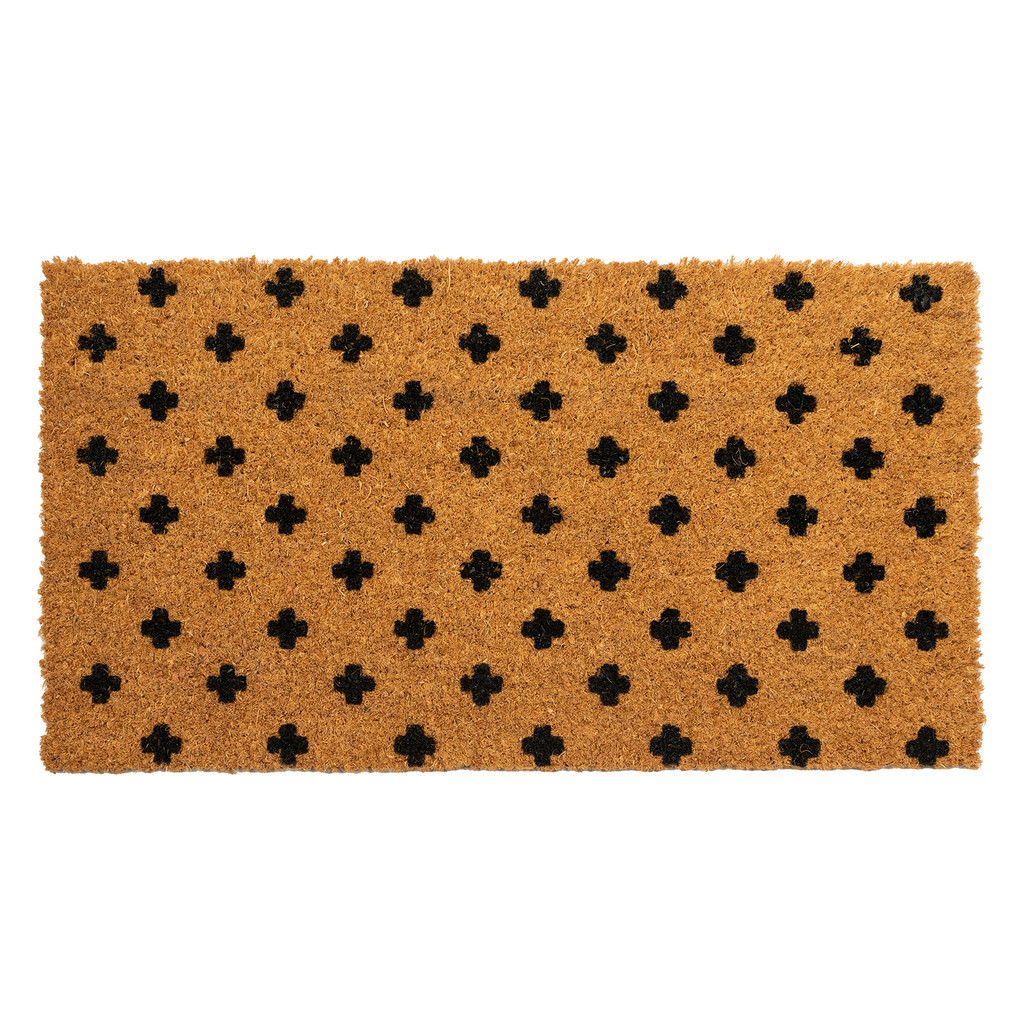 Tapete Entrada Fibra Coco Capacho Estampado Geométrico 33x60cm Marrom Antiderrapante Edantex