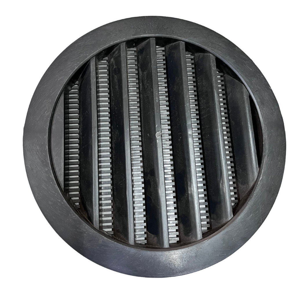 Grade De Ventilação Redonda 200mm Com Aletas Preta 1pç