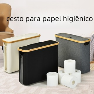 Suporte Cesto De Papel Higiênico De Bambu Com Tampa Para Armazenamento De Armário De Banheiro 025-022 em Oferta na Shopee
