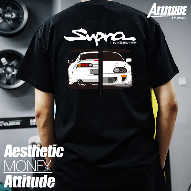 Venda quente atitude japonês JDM modificado carro Toyota Supra touro demônio rei A80A90 algodão camiseta de manga curta