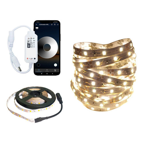 Fita Brilanze Wifi Led Branco Quente 3k Ip20 Controle Wifi App Alexa Luz Branco-quente Tensão De Operação 3528
