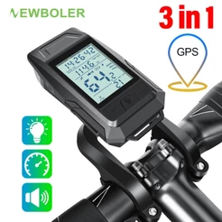 Newboler 3 Em 1 GPS Luz Frontal De Bicicleta 4000mAh Farol De Velocímetro À Prova D'água Lanterna De Equitação Recarregá