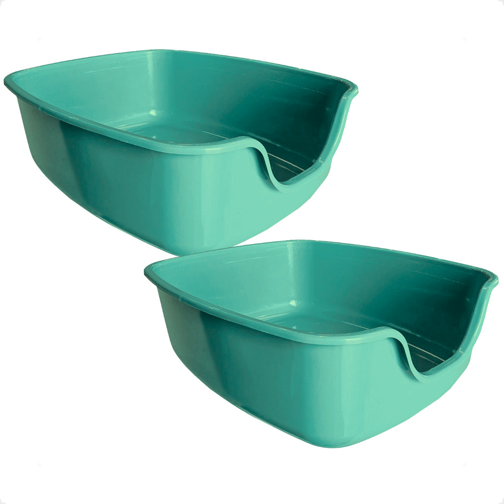 Kit 2 Caixa De Areia Gigante Para Gatos Alvorada Pet - Verde Água em Oferta na Shopee