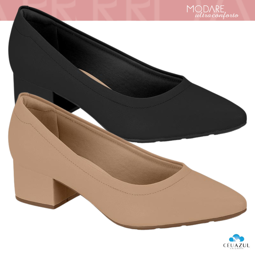 Sapato Feminino Modare Salto Médio Grosso Conforto em Oferta na Shopee