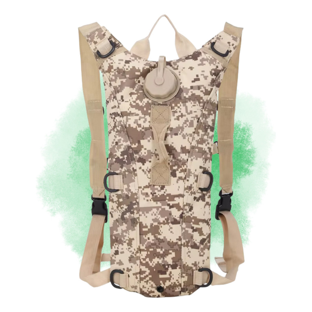 Mochila Hidratação Tática Camuflado Marrom Com Refil D'água 3L Bicicleta Bike Ciclismo Corrida Trilha Térmica Tumblr