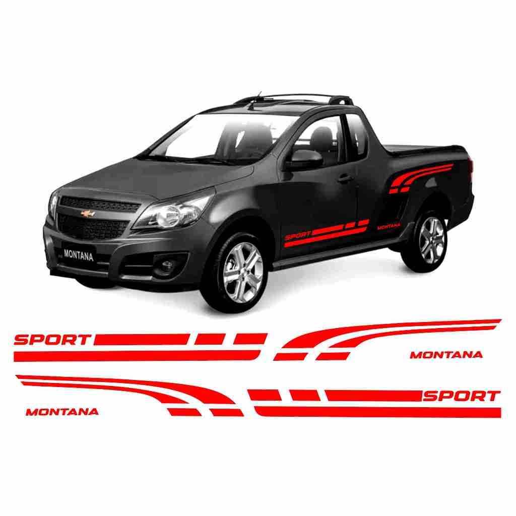 Kit 6 Faixas Chevrolet Montana 2010 A 2019 Adesivo Lateral e Caçamba Decorativo Personalizado  CH68