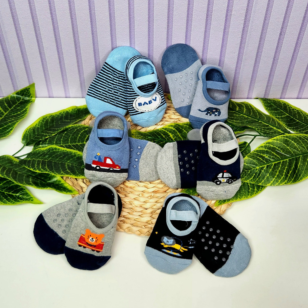 Kit meia Sapatilha bebê antiderrapante 6 pares coloridos