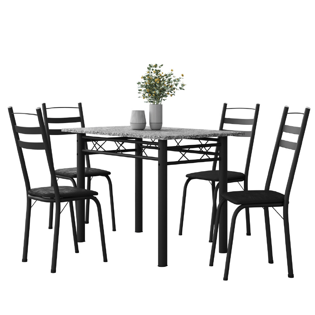 Conjunto De Mesa Sala de Jantar Com 4 Cadeiras Leia Tubular Granito 1,20m Artefamol