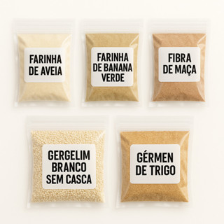 Kit Farinha Da Felicidade Farinha de Aveia Germe de Trigo Gergelim Fibra da Maça  Banana Verde em Oferta na Shopee