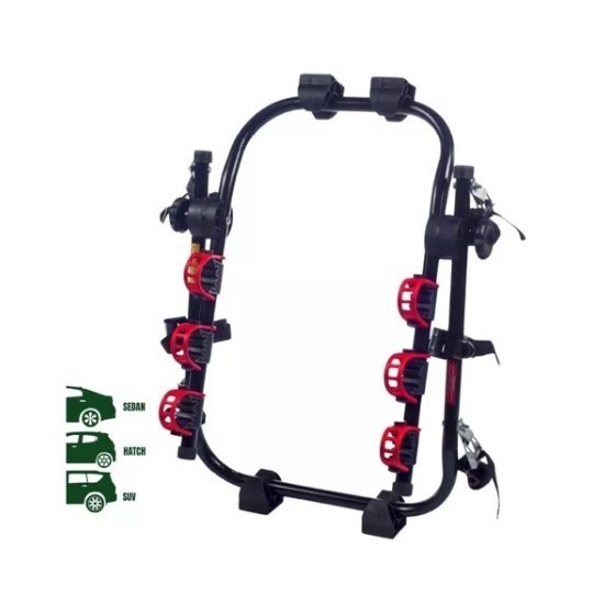 suporte transbike universal de carro hatch sedan ou suv para até 3 três bicicletas bike