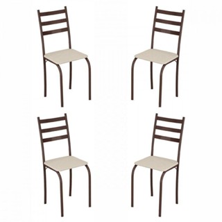 Conjunto Com 4 Cadeiras Maraba Marrom Assento Creme Teixeira Marrom Com Creme em Oferta na Shopee