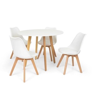 Conjunto Mesa Leda Branca 90 Cm + 4 Cadeiras Leda Brancas em Oferta na Shopee