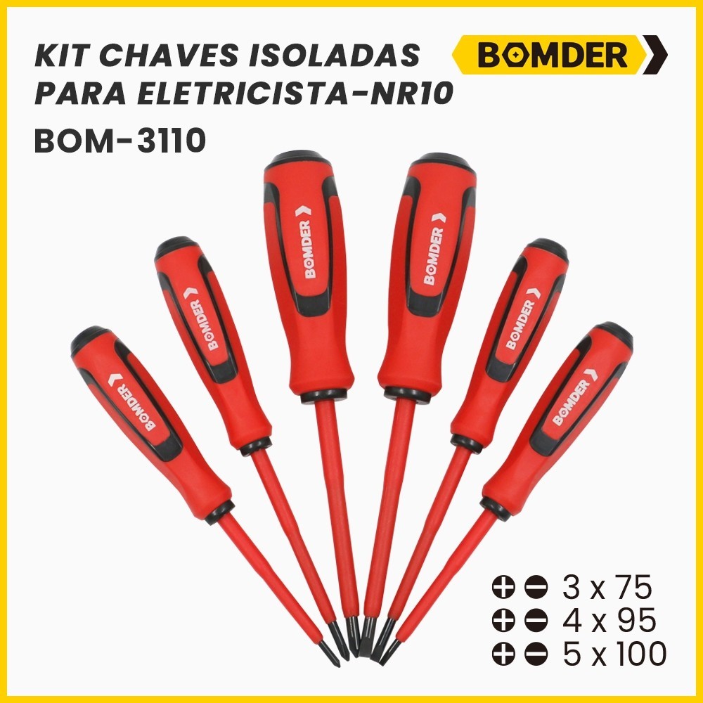 KIT CHAVES ISOLADAS PARA ELETRICISTA-NR10 BOM-3110 em Oferta na Shopee