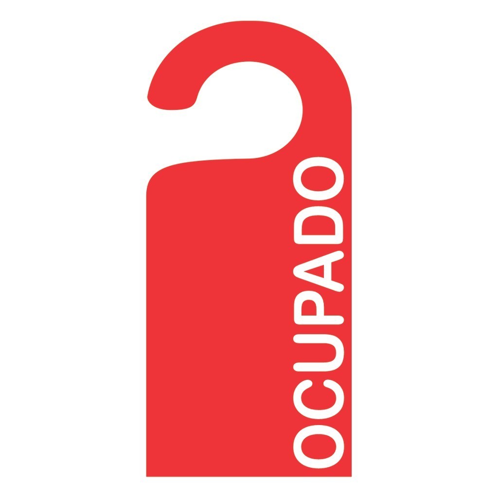 Placa Aviso De Porta Maçaneta Ocupado Vermelho Face Única