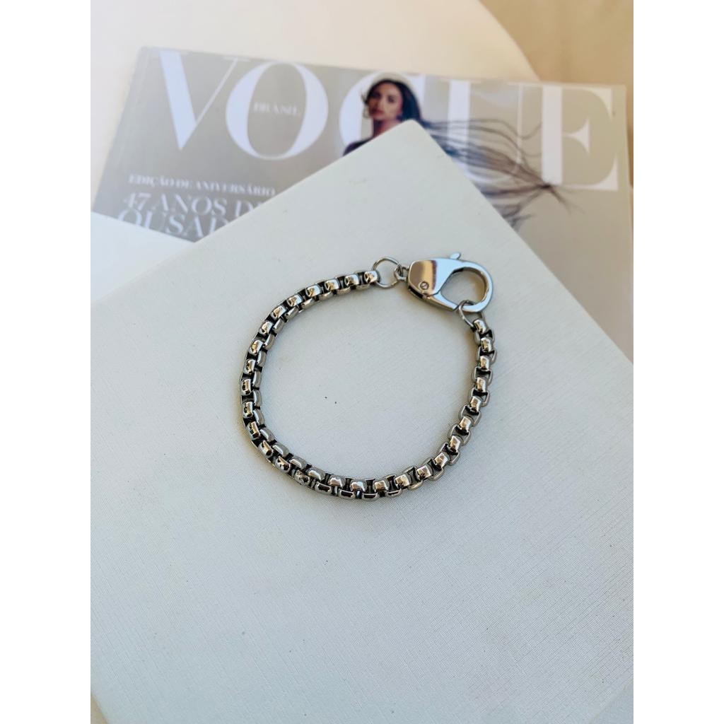 Pulseiras Semi Joia Veneziana redonda com Mosquetão Unissex pulseira Masculina