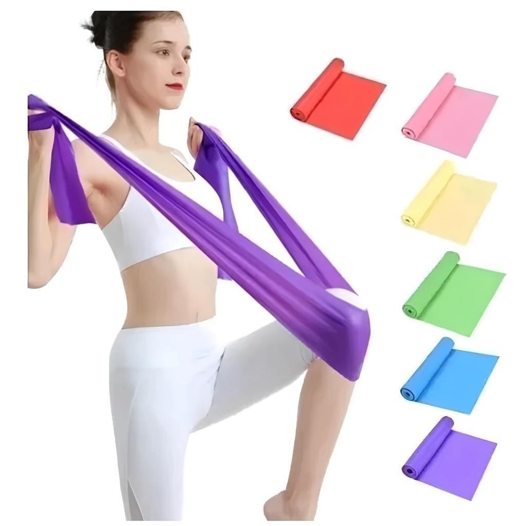 Faixas Elásticas 1,5m Para Fisioterapia Academia Pilates Yoga Exercícios Funcionais Alongamento Resistência
