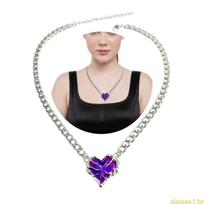 Colar Dai Fashionable Heart Pendant Com Comprimento Corrente Ajustável Para Meninas Femininas