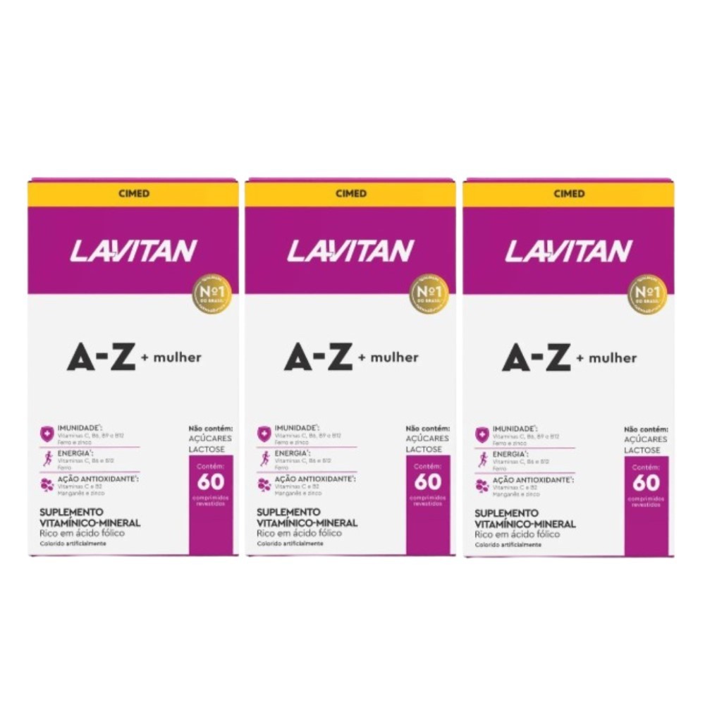 Kit 3x Vitamina Lavitan A-Z Mulher 60 Comprimidos - CIMED