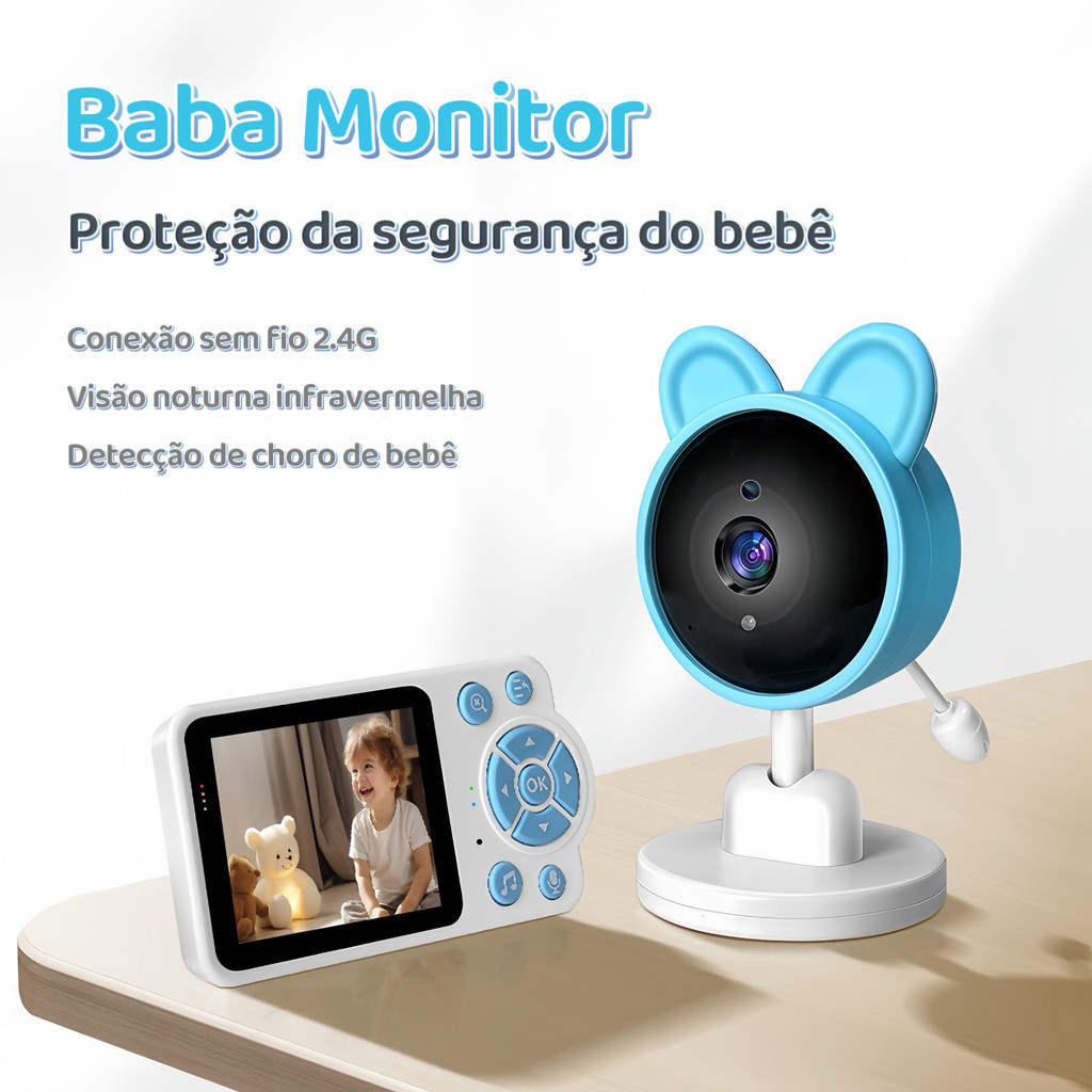 Baba Eletrônica bebe monitor com Munitor de Vídeo HD Sensor de Temperatura e Visão Noturna Infravermelha em Oferta na Shopee