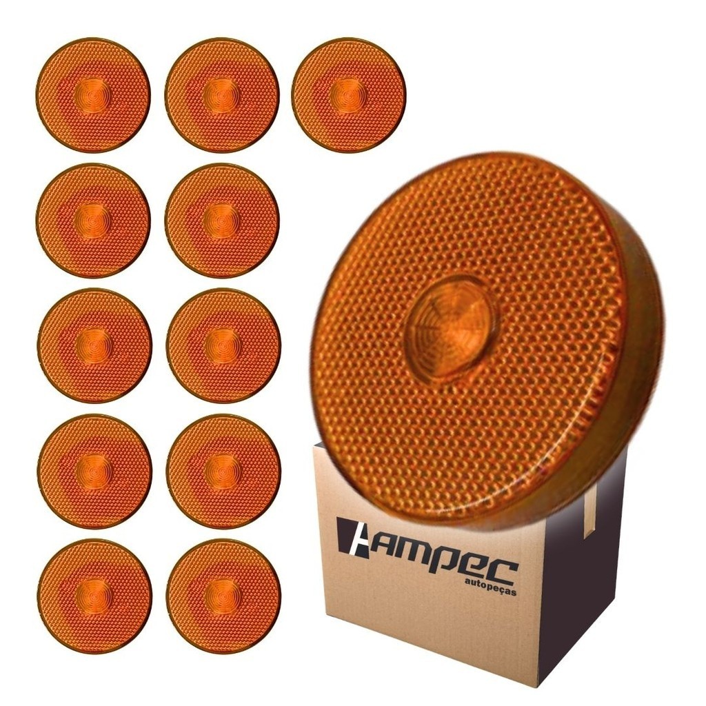 Kit 12 Lanterna Lateral LED Para Carreta Caminhão Trailer Reboque Sem Suporte Amarela G 85mm em Oferta na Shopee