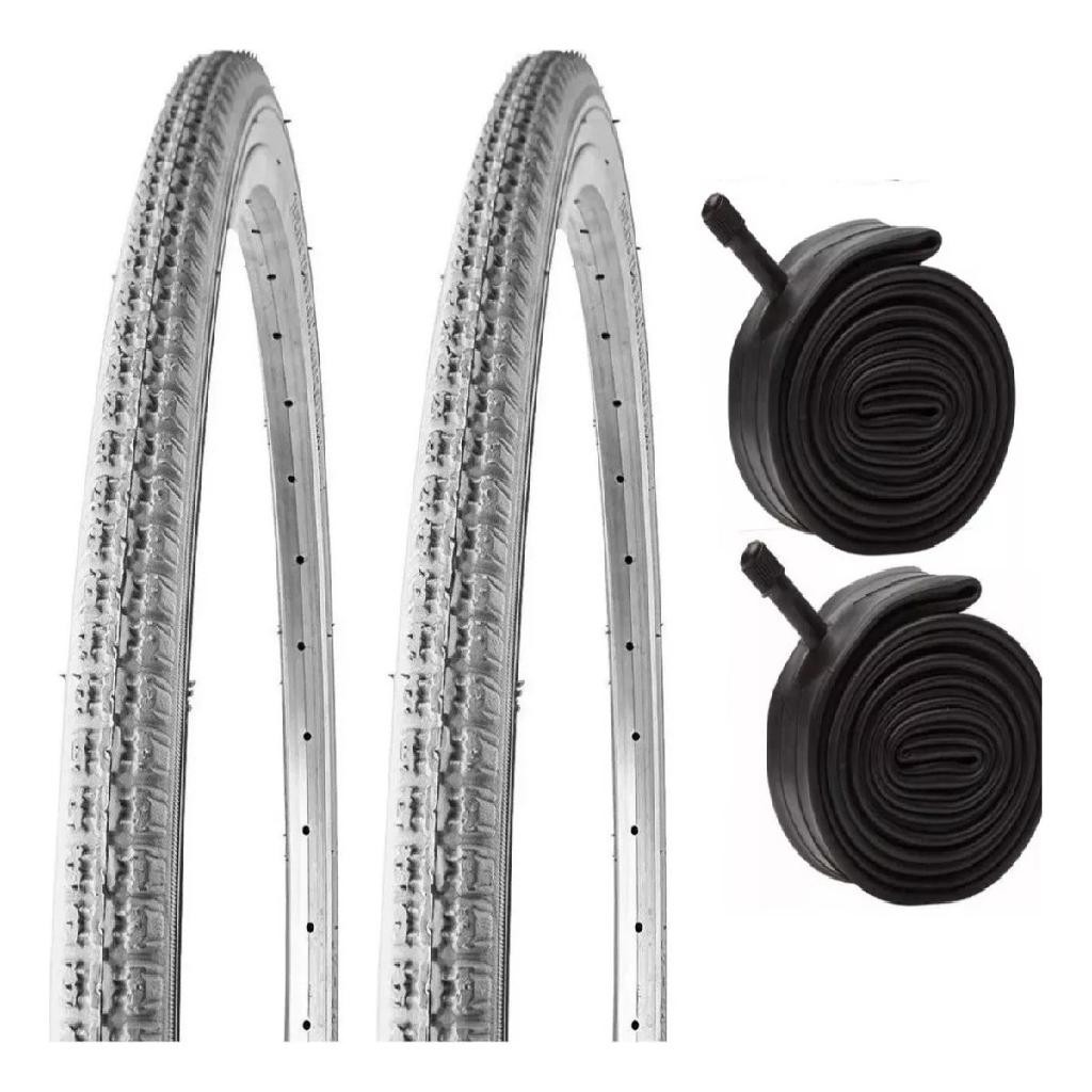 Par Pneus Cadeira De Rodas Aro 24x1.3/8 + Camaras Vee Rubber Cor Cinza - Sports & Outdoors