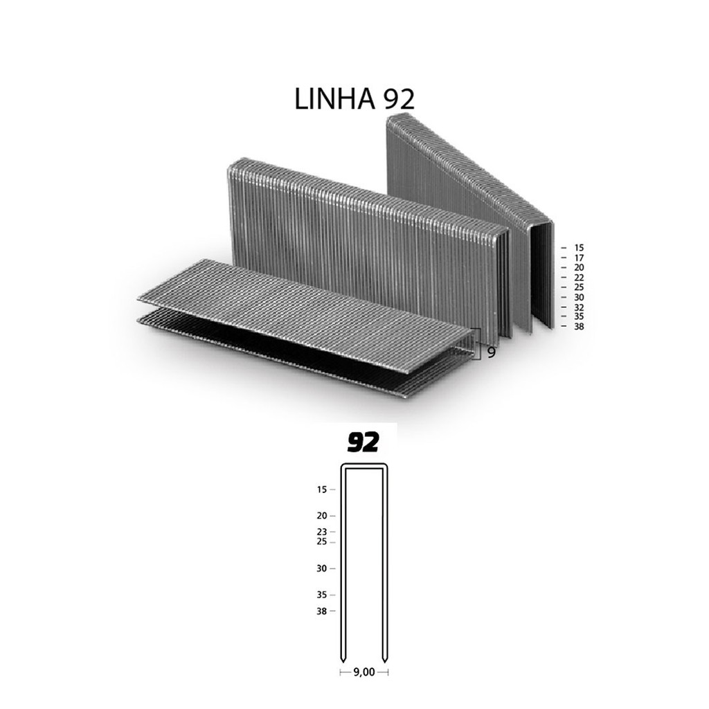 Grampo 92/15 para Grampeador Pneumático - Caixa com 53.960 Grampos Guara Grampos