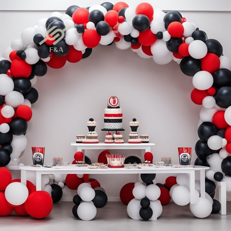 Kit 150 Balões Redondo Liso São Paulo Futebol Vermelho + Preto + Branco Bexiga Balao de aniversário