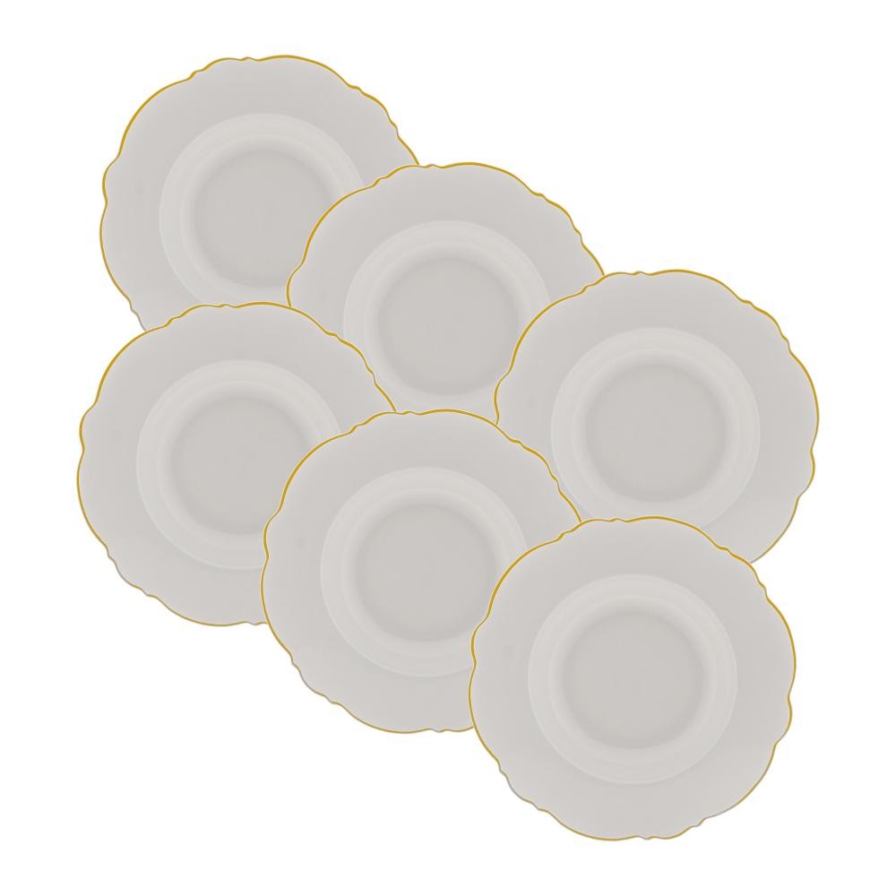 6 Pratos Fundos Wolff Maldivas de Porcelana Fio de Ouro 23cm em Oferta na Shopee