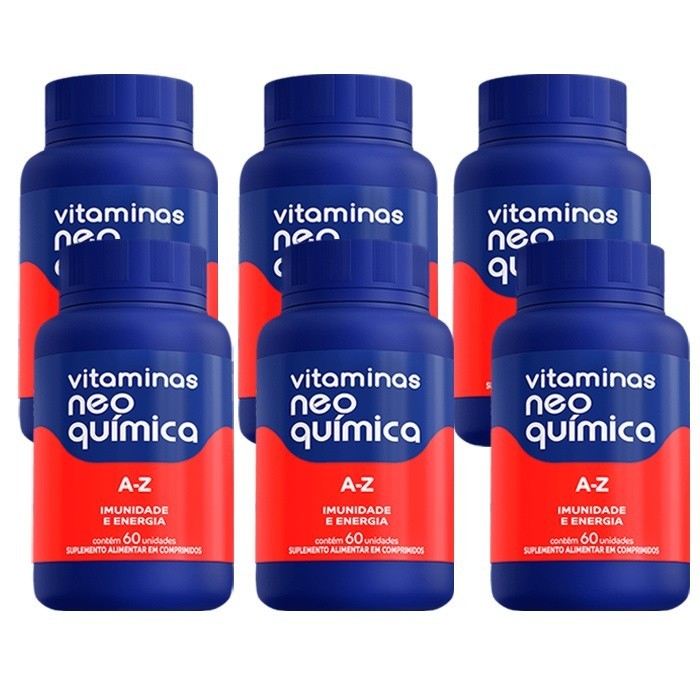 Kit 06 unidades de Vitamina Neo Química AZ Imunidade e Energia 60 Cápsulas