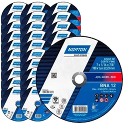 Disco de Corte BNA 12 para Metal e Inox 7 POL x 1.6 MM Kit 25 Peças NORTON