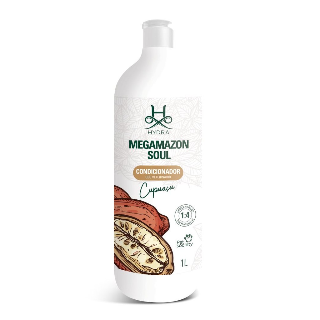 Condicionador Pet Society Hydra Megamazon Soul Cupuaçu Cães Gatos 1L Diluição 1:4