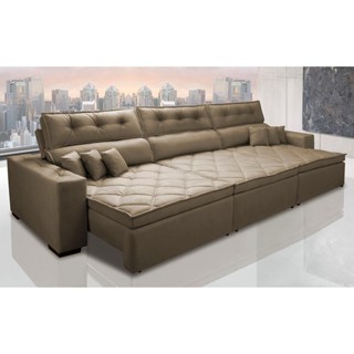Sofá Retrátil e Reclinável 3,82m Austin com Molas no Assento Tecido Suede Velusoft Castor em Oferta na Shopee