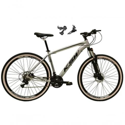 Bicicleta Aro 29 Ksw Xlt Alumínio 24v Câmbios Shimano Garfo Suspensão Pneu Faixa Bege Cinza 17
