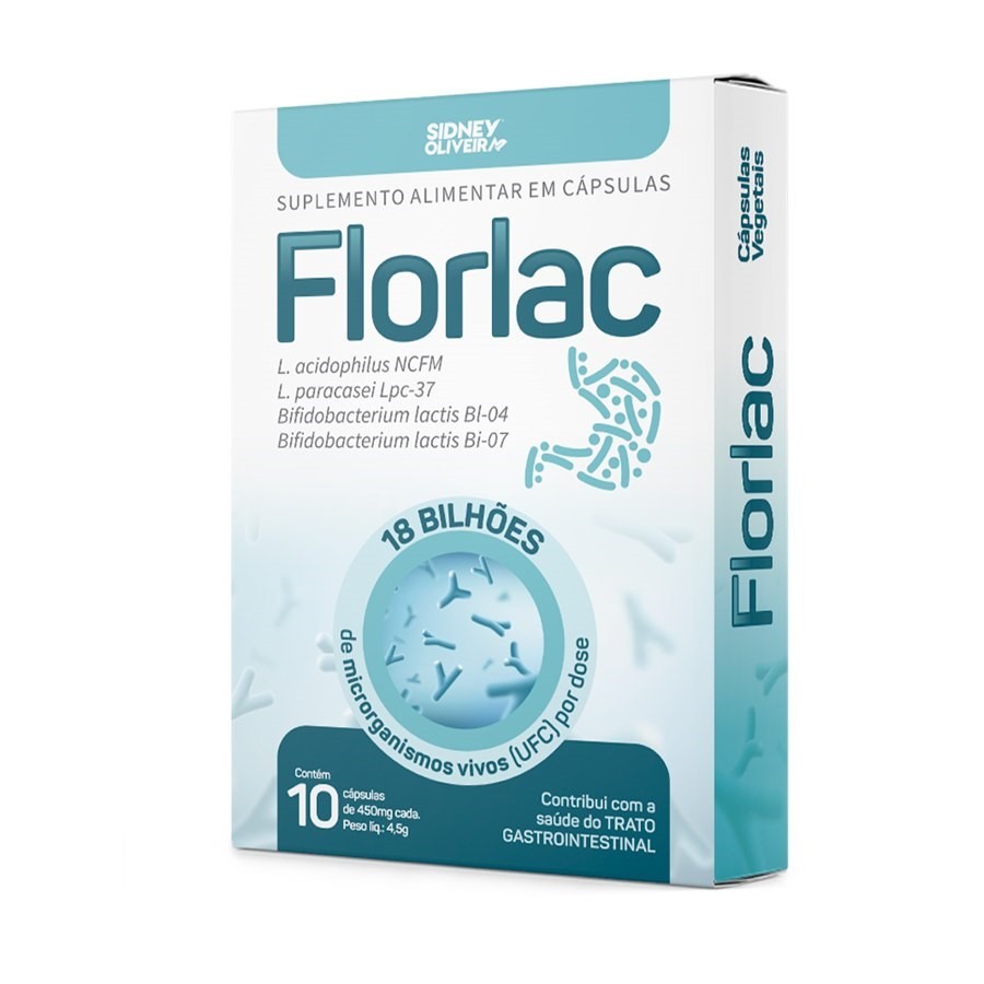 FLORLAC PROBIOTICO 18 BILHOES C/10 CAPSULAS SIDNEY OLIVEIRA