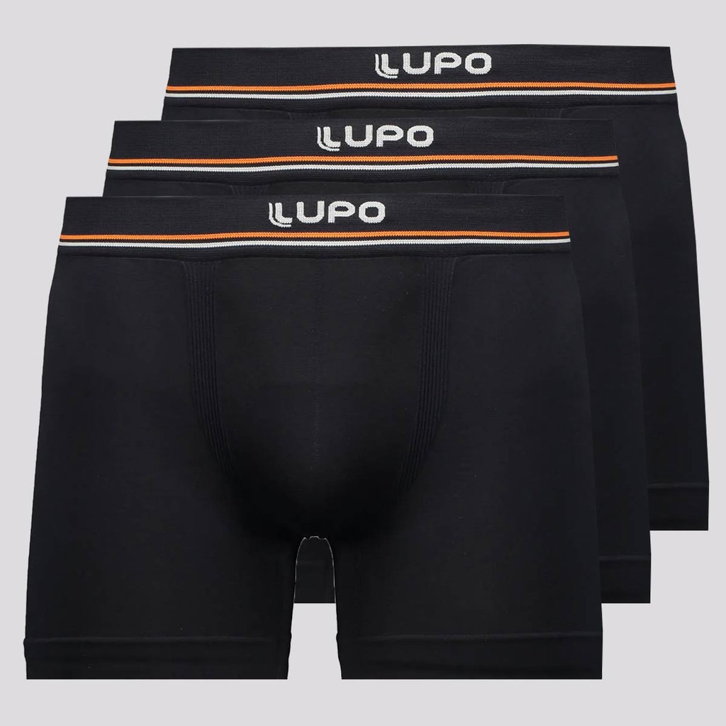 Kit 3 Cuecas Boxer Lupo Microfibra Seamless Preta em Oferta na Shopee