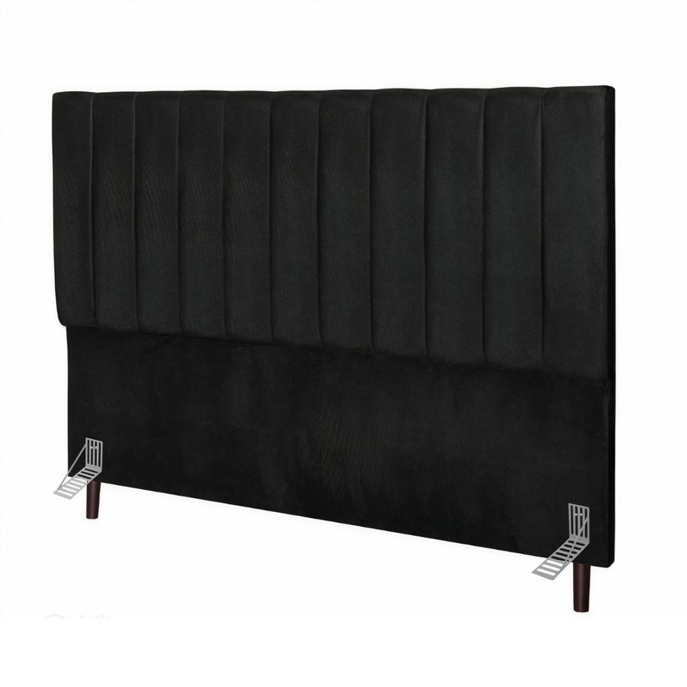 Cabeceira Estofada Cama King 195 Cm Maya Suede E Frame preto - Home & Living