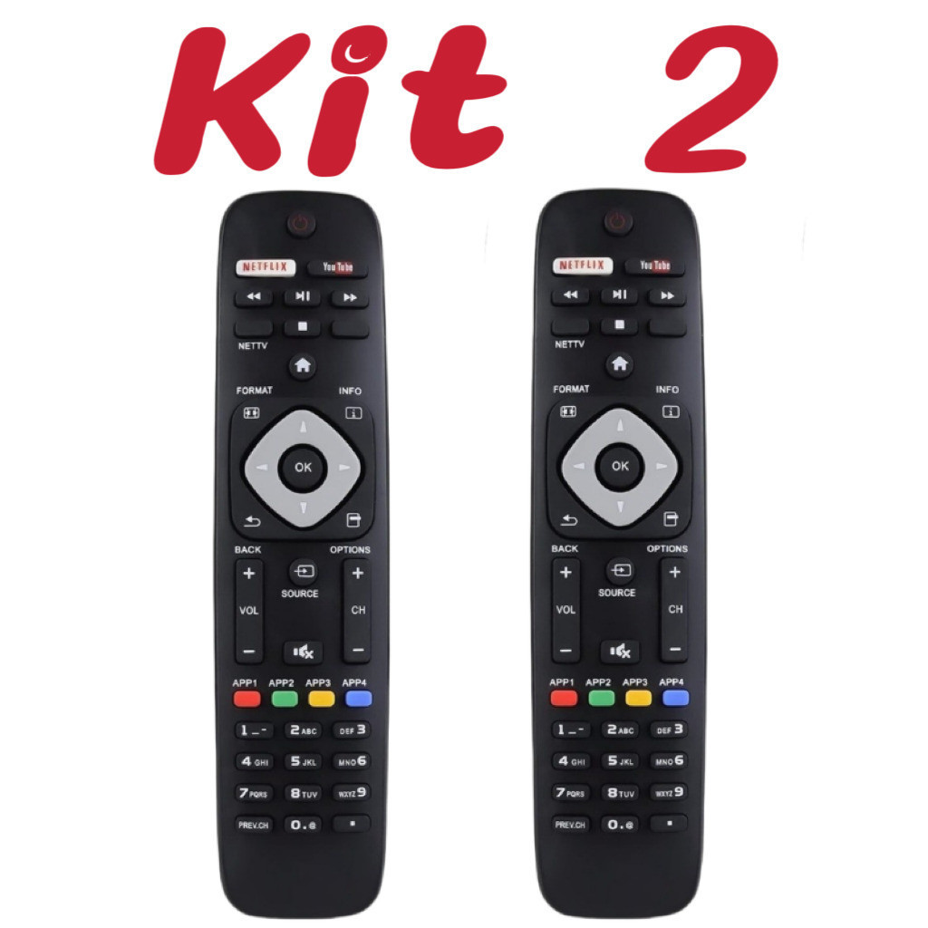 Kit 2 Controle remoto compatível com TV Philips Smart Universal: total controle e praticidade HAI-7516 marisa