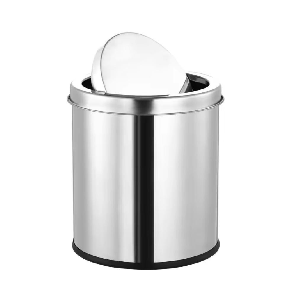 LIXEIRA BASCULANTE 12L INOX TAMPA GIRATÓRIA PARA BANHEIRO COZINHA E ESCRITÓRIO LUXO