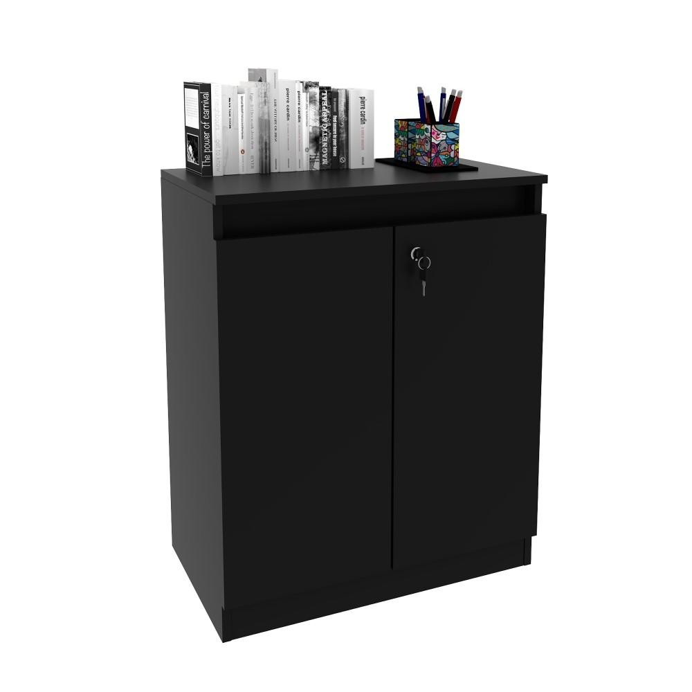 Balcão Escritório Chave ME4149 Tecnomobili 2 Portas Preto - Home & Living