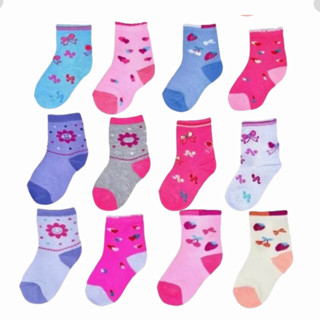 Kit 6 e 12 Pares de Meia Infantil Feminina Estampada em Oferta na Shopee