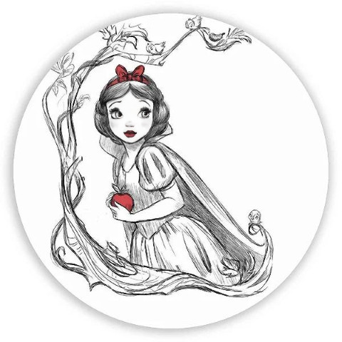 Painel Festa I Antil Redondo Branca de Neve Preto e Branco Laço e Maça Vermelha Arco Plástico de Alta Densidade Medindo 78cm de Diâmetro. o Melhor Custo X Benefício do Brasil. Lona Impressão Digital de Alta Qualidade. Fixação da Lon