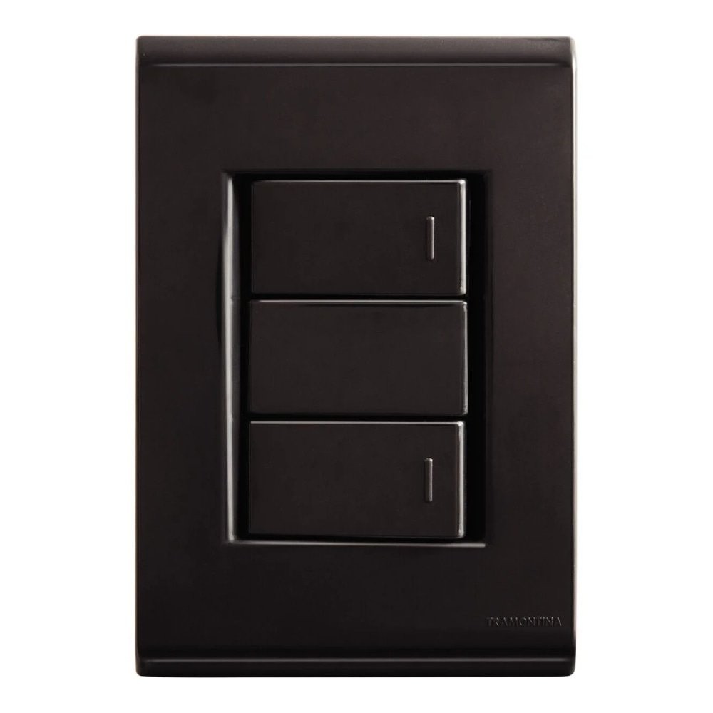 Interruptor Liz Tramontina 2 Tecla Simpl 10A com Placa 4X2 Grafite - Home Appliances