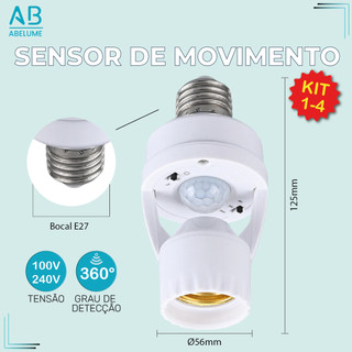 Sensor de Movimento para lâmpada Soquete E27 c/ sensor de presença Bivolt 110V~220V Max 6…