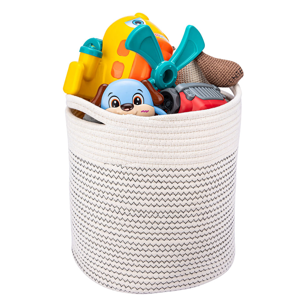 Cesto Organizador De Corda Algodão Artiko Decor Com Alças Redondo 28x28 em Oferta na Shopee