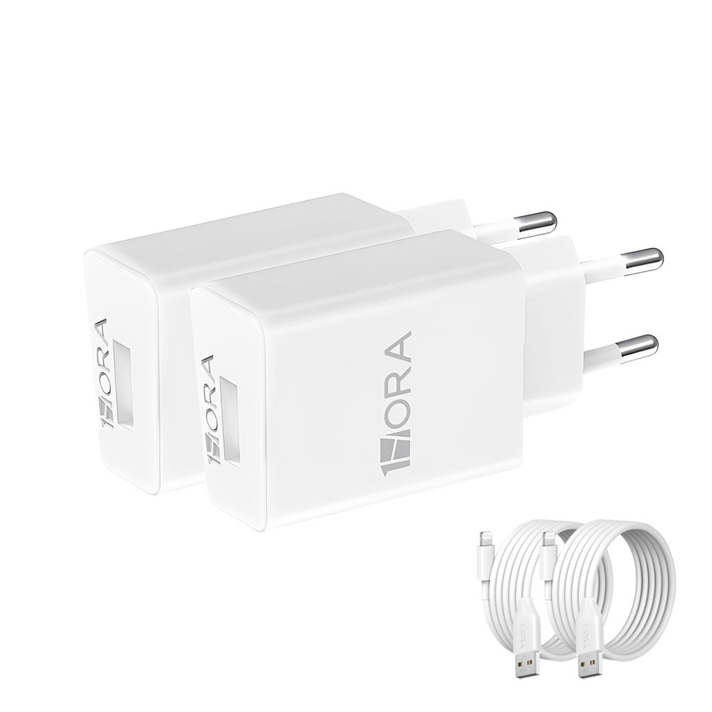 KIT 2X Carregador iPhone 1Hora + Cabo Usb A/Lightning 2.0A Branco - Mobile & Gadgets