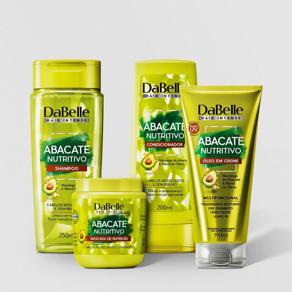 Kit DaBelle Abacate Nutritivo Shampoo, condicionador, oléo em creme e máscara 400g (4 produtos)