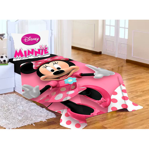 Lençol Cobre Leito Solteiro + Fronha MINNIE ROSA em Oferta na Shopee